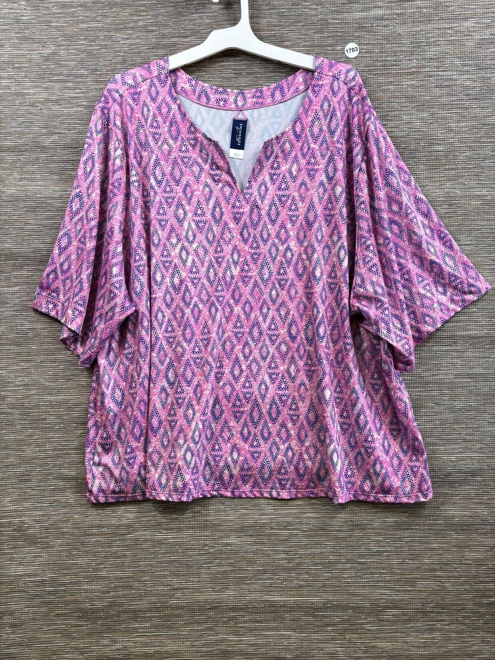 Swimsuits For All Cover Up Womens Size 34/36 Pink Geometric Print Plus Stretch